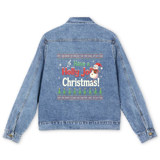 Have a holly joy christmas Men's Denim Jackets