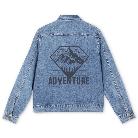Modern Geometric Nature Mountains Adventure Men's Denim Jackets