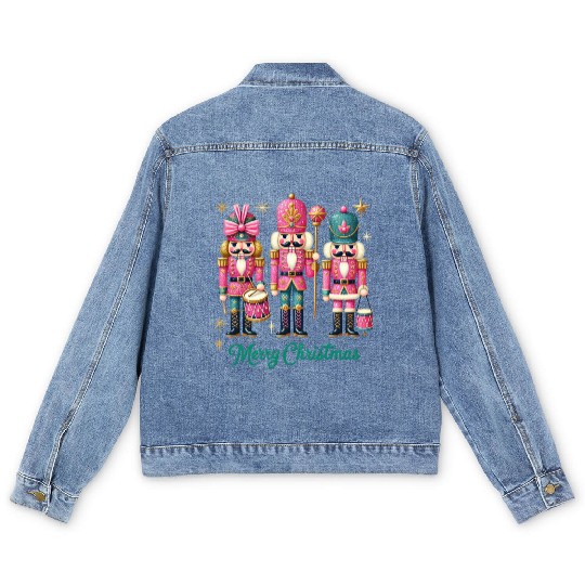 Glitter Nutcracker Friends, Merry Christmas Men's Denim Jackets