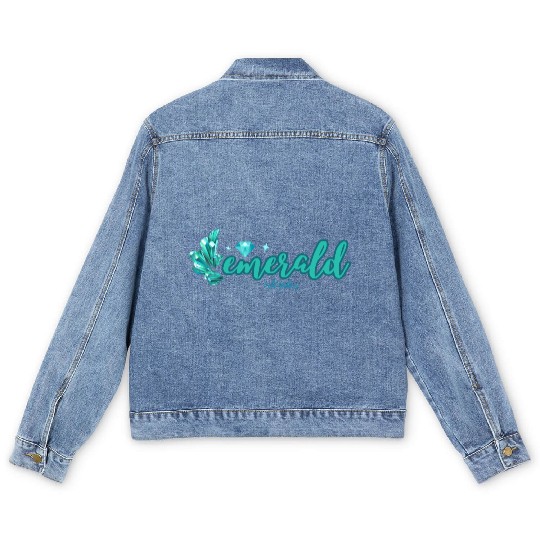 Emerald gemstone jewel Men's Denim Jackets