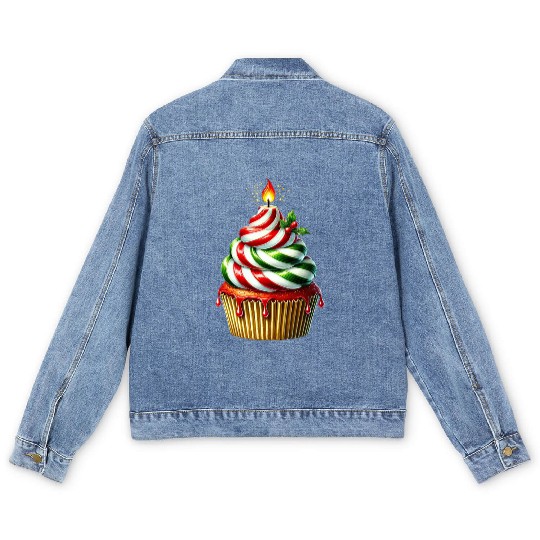 Christmas ice cream, Merry Christmas Men's Denim Jackets
