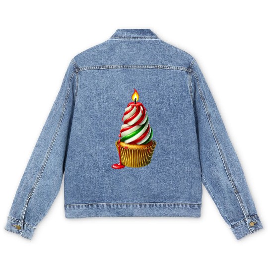 Christmas ice cream, Merry Christmas Men's Denim Jackets