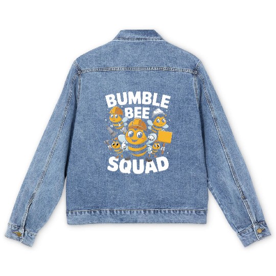 Fun Bumblebee Squad Cartoon Art Men's Denim Jackets