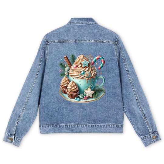 Christmas ice cream, Coquette Chistmas Men's Denim Jackets