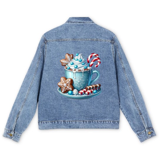 Christmas ice cream, Coquette Chistmas Men's Denim Jackets