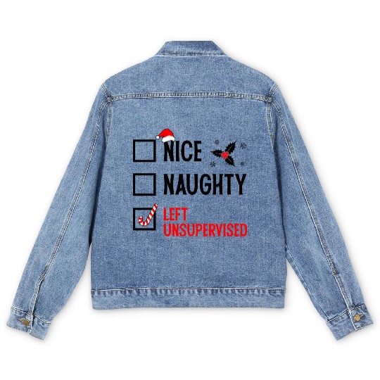 Left Unsupervised Christmas Checklist Men's Denim Jackets