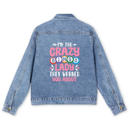 Crazy Bingo Lady Bingo Cards Bingo Game Lover Men's Denim Jackets