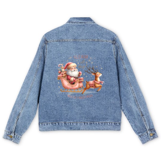 Sleigh All Day, Merry Christmas Men's Denim Jackets