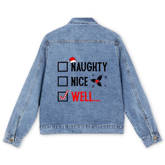 Naughty or Nice Funny Christmas Men's Denim Jackets