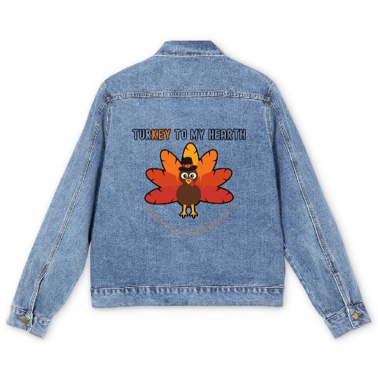 Turkey to My Hearth – Funny Thanksgiving Design Men's Denim Jackets