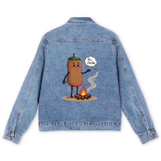 Chestnuts Roasting Christmas Cartoon Men's Denim Jackets