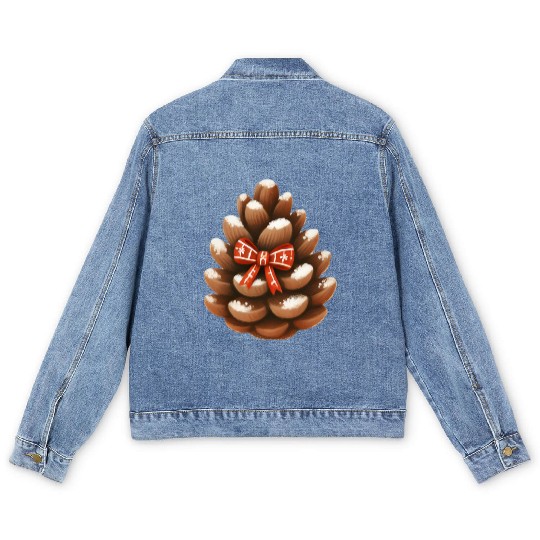 Christmas Coquette Bow, Cute Christmas Men's Denim Jackets