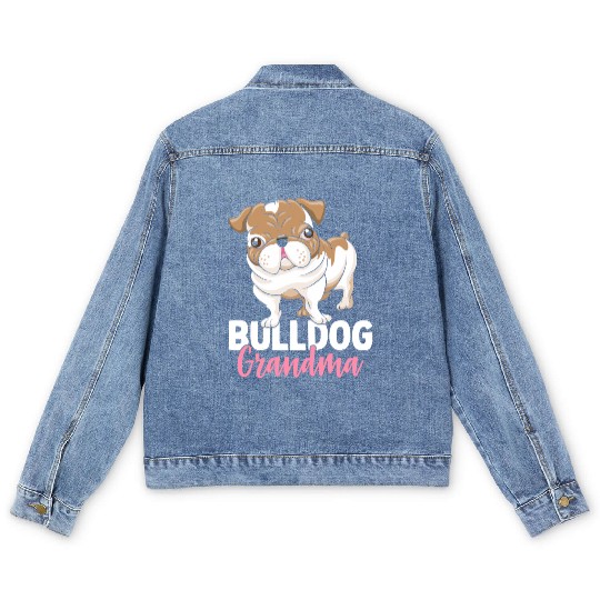 Bulldog Grandma Bulldog Lover Men's Denim Jackets