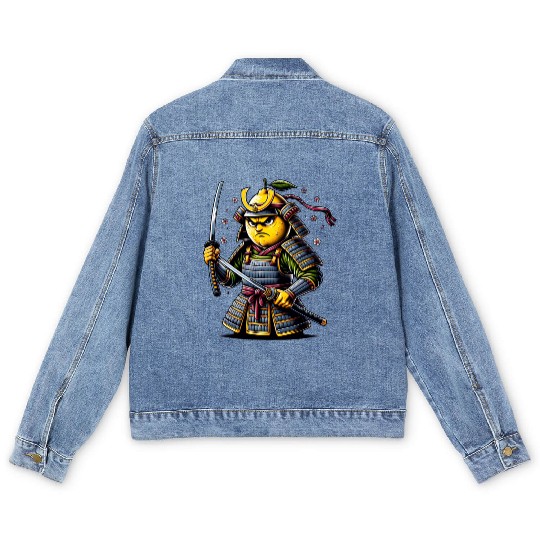 Samurai Lemon Warrior Blossom Art Men's Denim Jackets