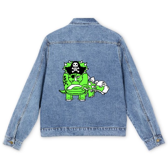 Triceratops Stegosaurus 2 Dinosaur Pirates Dinos Men's Denim Jackets