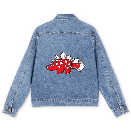 Stegosaurus Dinosaur Sabre Pirate Captain Dino Fun Men's Denim Jackets
