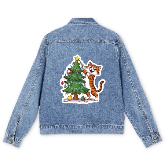 Climbing the Christmas Spirit Men's Denim Jackets