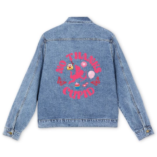 No Thanks Cupid Men's Denim Jackets