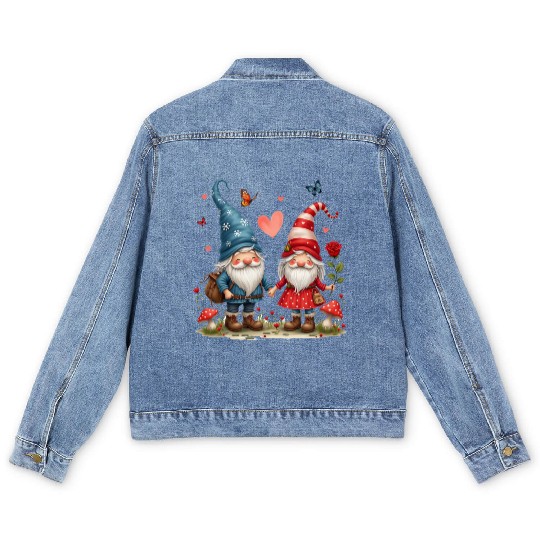 Gnomes Valentines Revelin, Valentines Retro Men's Denim Jackets