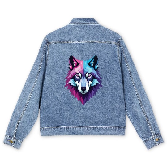 A geometric Wolf Men's Denim Jackets