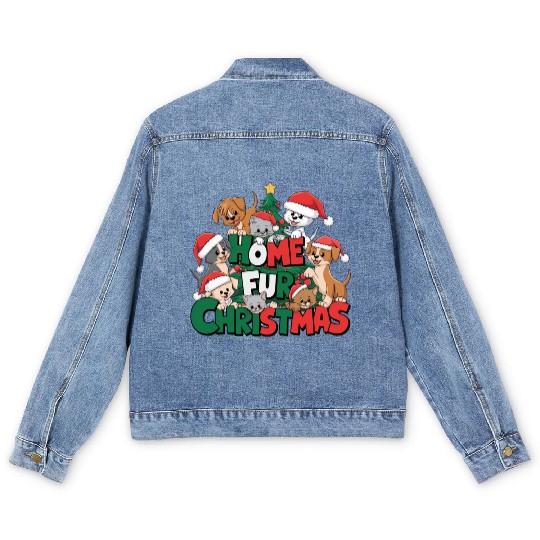 Home Fur Christmas Men's Denim Jackets