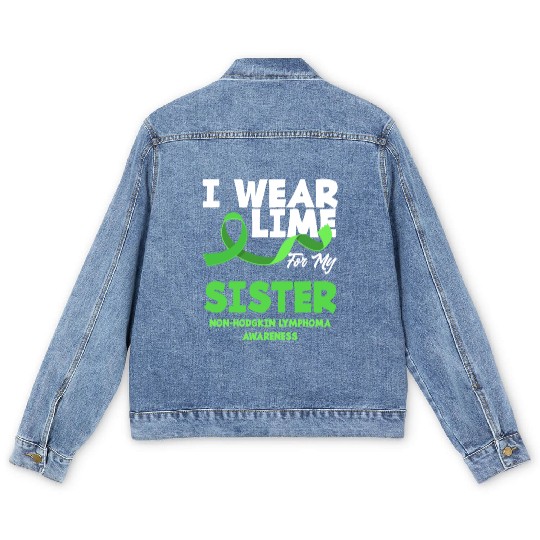 Non-Hodgkin Lymphoma Awareness Wear Lime Sister Men's Denim Jackets