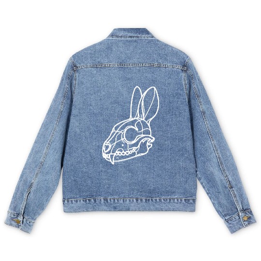 Minimalistic Vector Rabbit Skull Kids Drawing Men's Denim Jackets