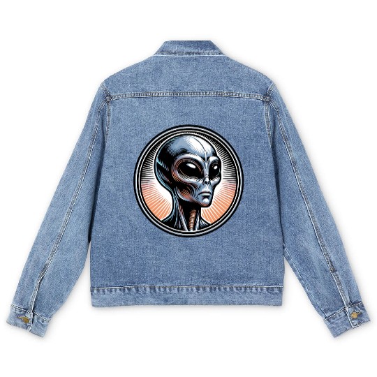 Grey Alien Men's Denim Jackets