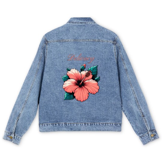 Hibiscus Grace: A Symbol of Delicacy and Elegance Men's Denim Jackets