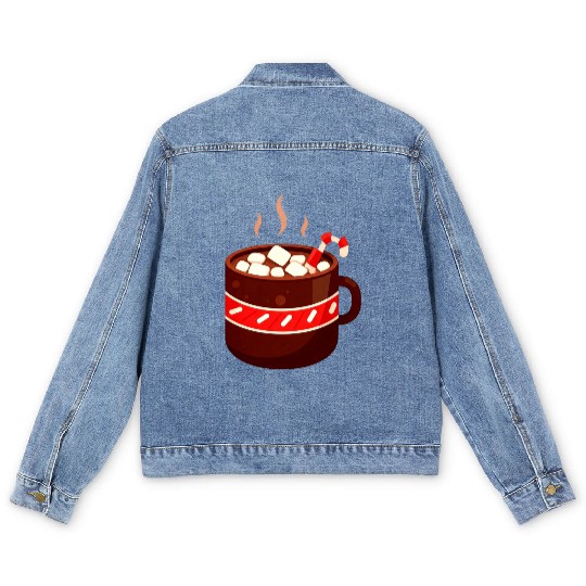 Cozy Hot Chocolate Mug Design Men's Denim Jackets