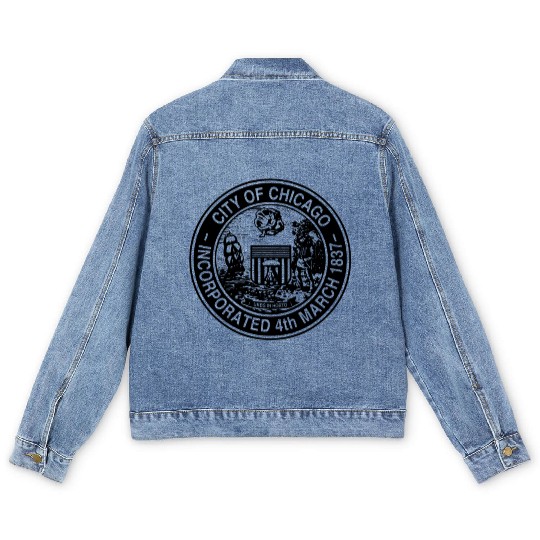 City of Chicago seal Men's Denim Jackets