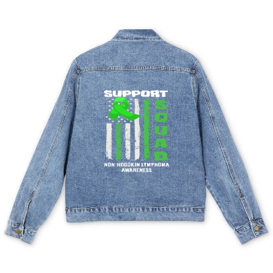 Non-Hodgkin Lymphoma Awareness Support Squad Men's Denim Jackets