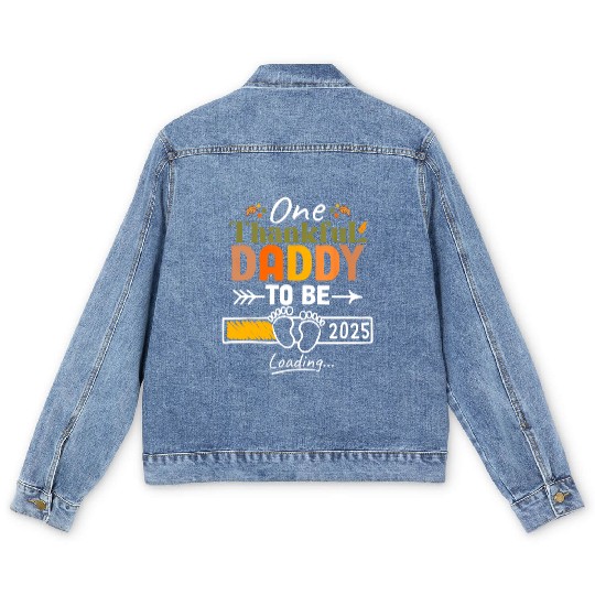 One Thankful Daddy To Be 2025 Thanksgiving Men's Denim Jackets