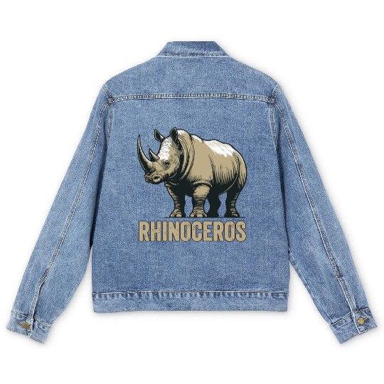 Rhinoceros Rhino Safari African Animal Men's Denim Jackets
