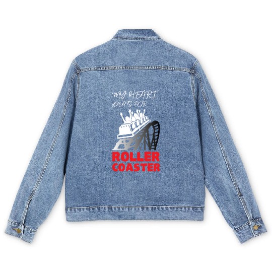My Heart Beats for Roller Coaster Men's Denim Jackets