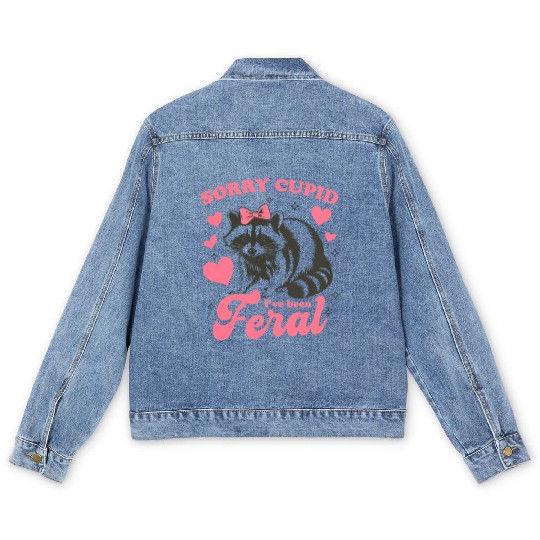 Sorry Cupid I ve Been Feral Men's Denim Jackets
