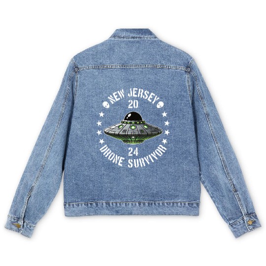 New Jersey Drone Survivor | NJ Drones Aliens UAPs Men's Denim Jackets