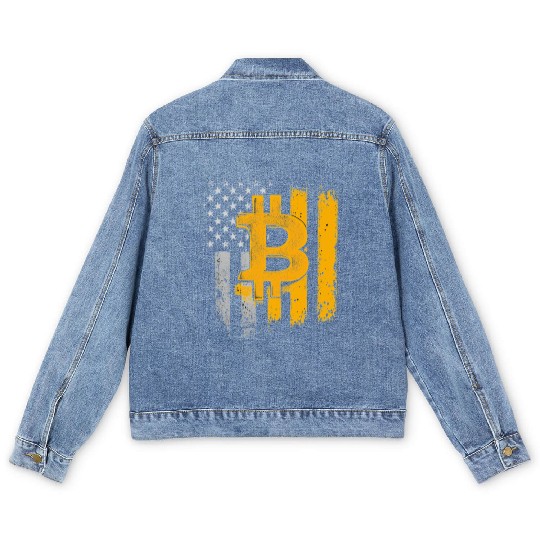 American Bitcoin Blockchain Cryptocurrency BTC Men's Denim Jackets