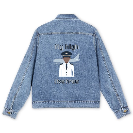 Fly High Live Free - Men's Denim Jackets for Pilots