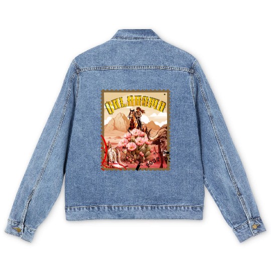 Oklahoma Cowgirl Stamp Men's Denim Jackets