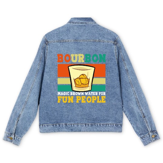 Bourbon Magic Brown Water For Fun People - Whiskey Men's Denim Jackets