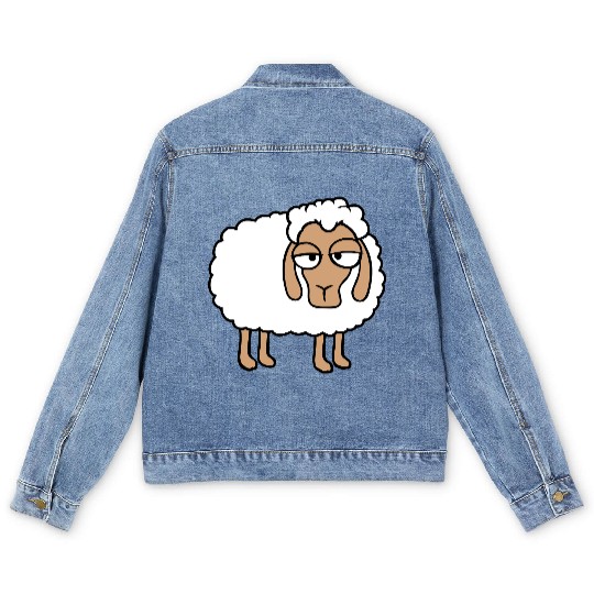 Sheep Tired Bored Look Little Sweet Lamb Bad Mood Men's Denim Jackets