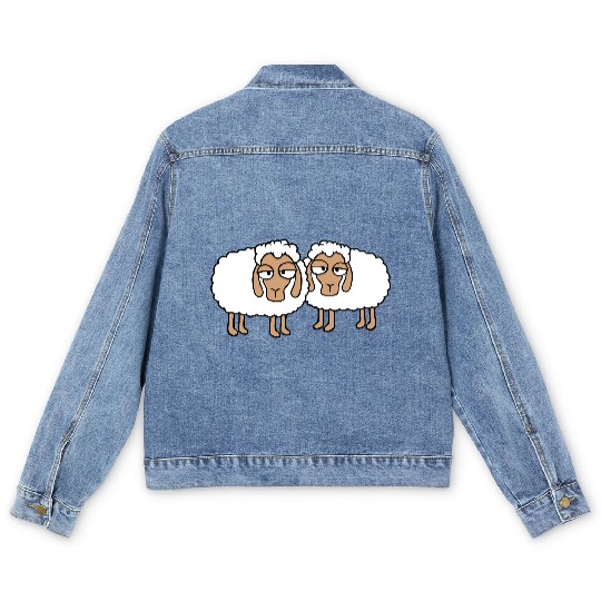 2 Sheep Tired Bored Look Team Sweet Crew Friends Men's Denim Jackets