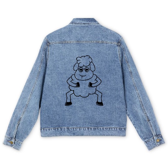 Sheep Tired Bored Look Standing Cute Cool Cartoon Men's Denim Jackets