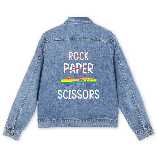 LGBTQ Lesbian Rock Paper Scissors Men's Denim Jackets
