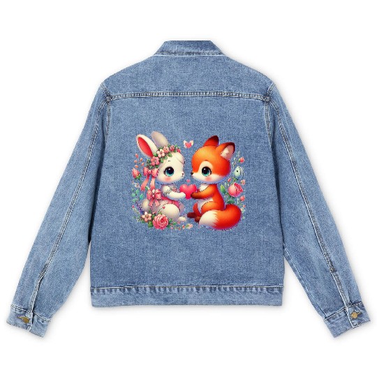 Beautiful couple heartvalentine's day design Men's Denim Jackets