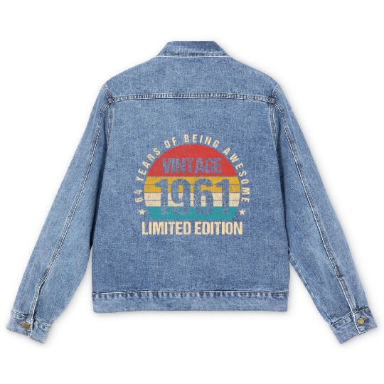 Vintage 1961 Limited Edition 64th Birthday Gift Men's Denim Jackets