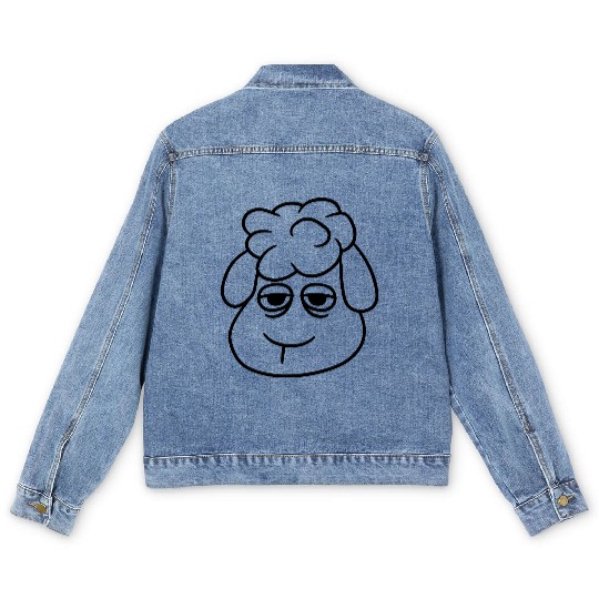 Sheep Tired Bored Empty Look Head Face Unhappy Sad Men's Denim Jackets