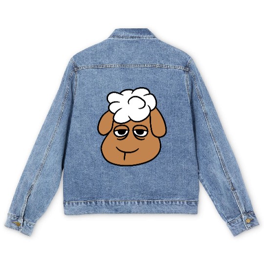 Sheep Tired Bored Empty Look Head Face Unhappy Sad Men's Denim Jackets