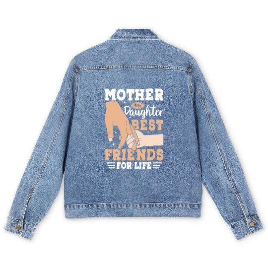 Mother and Daughter Best Friends for Life Men's Denim Jackets